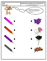 okul öncesi renkler çalışma sayfaları; renkleri eşleştirme çalışmaları